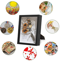 Cadre de présentation numérique couleur pleine pour fleurs séchées/bouquets, en MDF blanc, écologique, durable, moderne, vertical, type boîte profonde