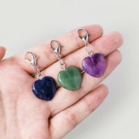 Porte-clés Cœur en Cristal Naturel avec Fermoir Mousqueton, Breloques en Pierre, Pendentif Cœur, Breloques de Sac en Cristal de Guérison