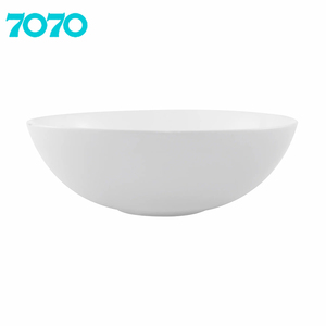 Lavabo rond moderne de haute qualité pour petite salle de bain, petit lavabo ovale en céramique artistique à poser, évier à montage sur comptoir avec robinet à trou unique - Product Image 3