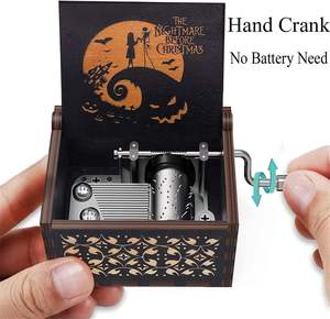 Boîte à musique miniature, boîte à mélodies, boîte <span class=keywords><strong>cadeau</strong></span> musicale, décoration d'Halloween, <span class=keywords><strong>cadeau</strong></span> de Noël fait main avec gravure laser - Product Image 3