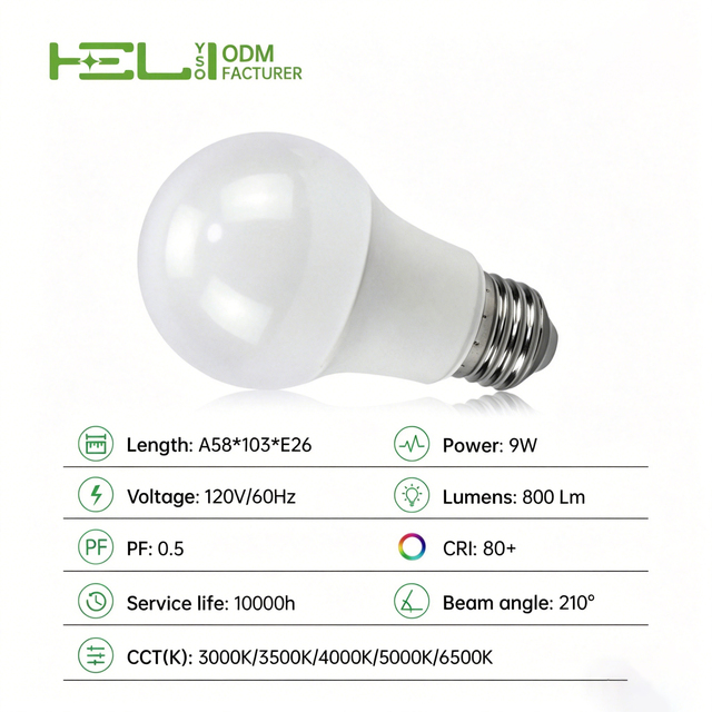 Factory Direct A55 9W LED Bulb E26, 800Lm, 120V 60Hz, 5 CCT, 10000H Lifespan