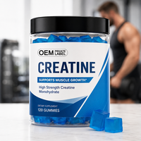Complément pré-entraînement personnalisé avec logo OEM, 5000 mg de créatine monohydrate, bonbons gélifiés à la saveur naturelle de pêche, sans sucre, pour la croissance musculaire