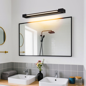 Modern Minimalist Aluminum LED Wall Lamp 3500K Warm White Rectangular Black Shade Dimmable Wall-Mounted for <b>Bathroom</b> - Product Image 4