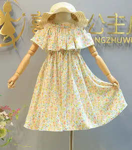 Außenhandel neue Kinder kleidung Mädchen Kleid koreanische Mode Blumen Urlaub Kleid Baby Rock, um einen Hut zu senden