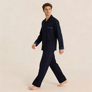 Pijamas de Algodón Modal Lenzing para Parejas, Primavera, Verano, Otoño, Conjunto de Manga Larga y Pantalón Largo, Solapa de Satén, Suaves y Cómodos para el Hogar - Product Image 5