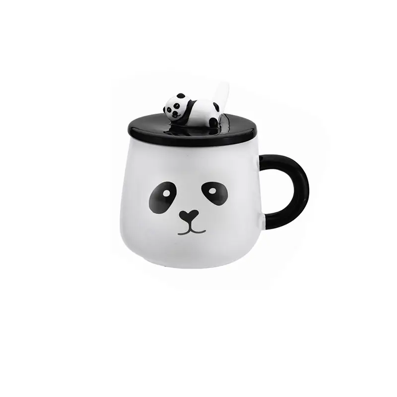 Caneca de cerâmica de animais 2021 450ml 3d, caneca criativa de animais fofos de cerâmica, panda em relevo