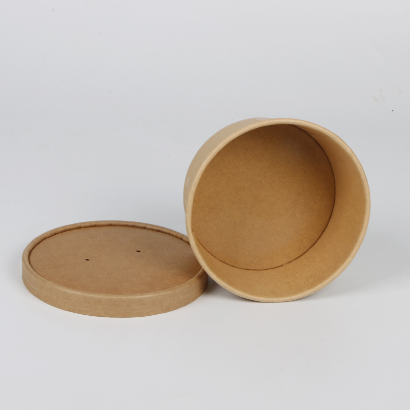 Disposable take away kraft paper salad bowl with paper lid,kraft salad bowl