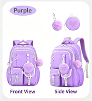 Sac à dos scolaire HAIBOWY OEM grande capacité, multi-poches, léger, imperméable, pour enfants, avec pompon