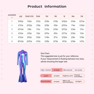 ชุดจั๊มสูทเมทัลลิกขาบานสำหรับเด็กผู้หญิงอายุ 6-16 ปี เหมาะสำหรับงานปาร์ตี้ธีม งานแสดงบนเวที ชุดเต้นรำเด็ก ชุดแข่งขัน - Product Image 6