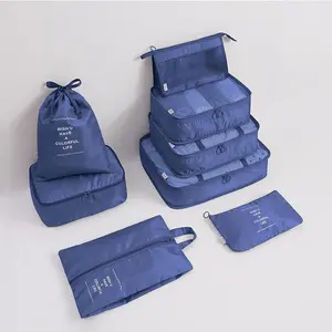 Bolsa de almacenamiento de equipaje Juego de 8 piezas Bolsa organizadora de viaje para llevar en maletas Juego de cubos de viaje plegables