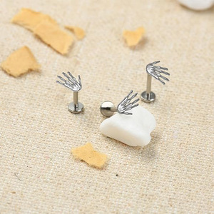 Hand Labret | G23 Titanium Surgical Grade Threaded <b>Piercing</b> Jewelry Hypoallergenic Body Accessory - Product Image 3