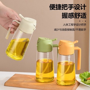 Cilindro pulverizador de aceite de vidrio tamaño M, botella de aceite para cocina resistente a fugas, pulverizador y vertedor, de calidad alimentaria, sin goteo. - Product Image 4