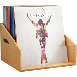Bamboo Wood <b>Record</b> Storage Box Solid Wood Vinyl CD Organizer Desktop Album <b>Holder</b> No Lid - Product Image 1