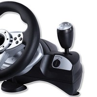 Volant de course filaire Drop FT38D6 pour PC et PS2 avec moteur à vibrations - Compatible Steam - Contrôleur de jeu de course automobile