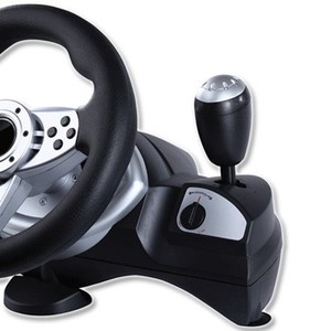 Проводной гоночный руль Drop FT38D6 для ПК и PS2 с вибромотором – совместимый с Steam контроллер для автогонок - Product Image 5