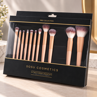Boîte d'emballage personnalisée pour pinceaux cosmétiques avec fenêtre transparente et trou de suspension, en carton imprimé, pour présentoir de pinceaux de maquillage en vente au détail