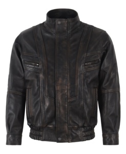 Custom 100% Genuine Black Rub Off Nappa Leather <b>Men</b>’s <b>Jacket</b> Premium Lining Private Label OEM/ODM Winter Statement Outerwear - Product Image 1