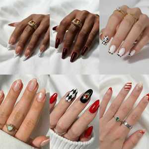 <span class=keywords><strong>Faux</strong></span> ongles à presser longue durée, application facile, brillants, rouge bordeaux, réutilisables pour femmes, pour fêtes et usage quotidien - Product Image 4