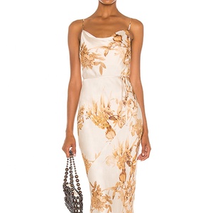 Abito Casual da Donna in Raso di Seta Taglia Grande Tinta Unita con Collo a Scialle Personalizzabile - Product Image 4