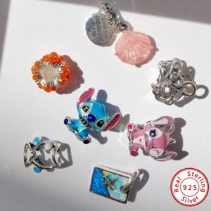 Vente en gros usine Perles de charme IPan en argent sterling 925, Breloques DORA Stitch, Bijoux unisexes tendance certifiés GDTC, Cadeau idéal - Product Image 2