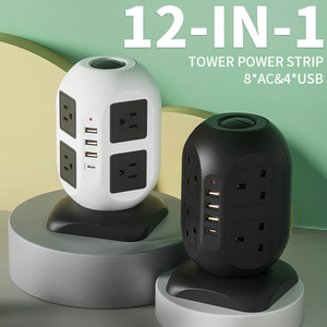 <span class=keywords><strong>Regleta</strong></span> vertical de Torre USB de 4 al <span class=keywords><strong>mejor</strong></span> precio con 8 vías 10A Corriente nominal Reino Unido EE. UU. Salidas estándar y puertos de carga - Product Image 6