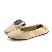 Femmes sans lacet classique en cuir PU ballerine pantoufles chaussures habillées décontractées pliable Portable voyage Ballet plat chaussures de marche