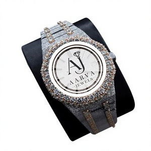 Montre mécanique en acier inoxydable avec incrustation de diamants, ton or rose, lunette en cristal, style bijoux de luxe, analogique, bracelet de 20 mm - Product Image 1
