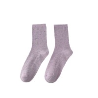Chaussettes mi-mollet unisexes en coton doux et simple, à double aiguille, fines côtes, couleur unie