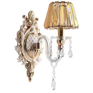 Nordic decorativo país aldeia chifres rústico Antigo lâmpadas led cabeça de veado de ouro resina cristal luzes de parede de vidro montada