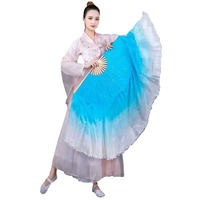 Éventail de danse carré personnalisé en soie pure à 100 %, double face, couleur dégradée longue, une paire (main gauche et droite incluses)