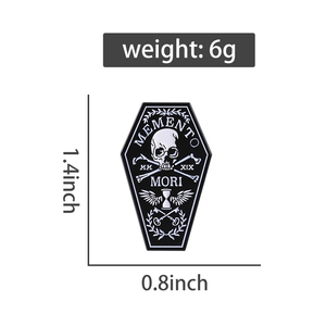 Mement Mori Recuerda Tu Muerte émail broche Punk crâne <span class=keywords><strong>cercueil</strong></span> drôle citation broche revers Badge Halloween bijoux cadeau pour les amis - Product Image 6