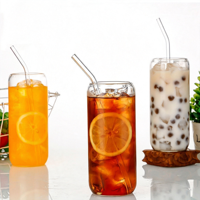 Bocaux en verre transparent avec couvercles en bambou et pailles, multi-usages pour jus, thé, thé au lait aux bulles, ensemble de verrerie écologique réutilisable