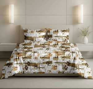 Ensemble de literie moderne à motifs végétaux imprimés, 3 pièces, 100% coton, drap de lit respirant, ensemble de taies d'oreiller - Product Image 2