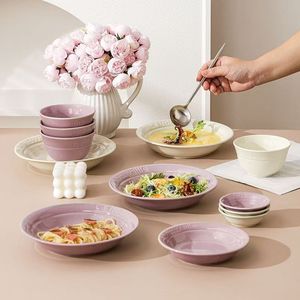Professional Manufacturer Purple French Style <b>Dinner</b> <b>Set</b> <b>White</b> Ceramic Tableware Microwave Safe Dishwasher Safe - Product Image 4