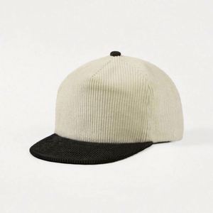 Gorra de Pana Bicolor Vintage de 5 Paneles sin Estructura con Logotipo Personalizado al por Mayor, Visera Plana, Parte Superior Suave, Gorra Retro Snapback - Product Image 2