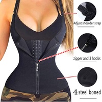 Faja pour femme avec fermeture éclair, gilet amincissant à bretelles réglables, 4 baleines en acier, pour la récupération post-partum, contrôle du ventre, gaine sculptante