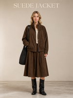 Veste en Faux Daim pour Femme, Col Montant en Polyester, Boutonnage Simple, Vêtement d'Extérieur Décontracté d'Automne, Fournisseur en Gros