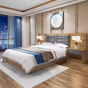 Modern Hotel Bedroom Furniture Set Custom Single Double King Queen Size <b>Cheap</b> Wood Bed <b>Frame</b> With Nightstand TV Unit & Headboard - Product Image 2