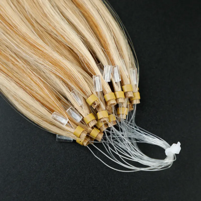 Loops Micro Ring Beads Human Hair Extensions 0.8グラム/セットSilky Straight Microlink Human Hair Extensions