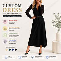 Robe longue sur mesure pour femme, manches longues, col et ceinture, élégante, pour le bureau, modeste, formelle, pour les fêtes, OEM ODM Factory