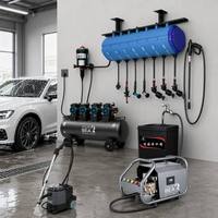 Système d'équipement de lavage de voitures intégré avec compresseur d'air silencieux et nettoyeur haute pression pour les ateliers de detailing automobile