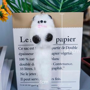 Fourrure de vison Pom Pom Ball mignon <span class=keywords><strong>ours</strong></span> raton laveur porte-clés breloques moelleux arc longue queue renard porte-clés jouets en peluche sacs breloque voiture porte-clés - Product Image 6