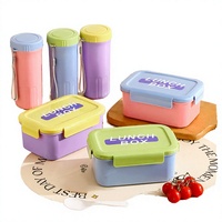 Vente flash : Contenants de stockage alimentaire en plastique sans BPA à 3 compartiments, multifonctionnels, compatibles micro-ondes, portables, étanches, boîte à lunch bento