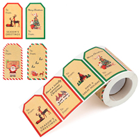 Autocollants d'étiquettes de Noël personnalisés en gros, impression BOPP, activation à l'eau, colle thermofusible, adhésif simple face