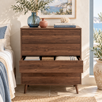 Commode nordique à 4 tiroirs avec pieds coniques, commode en bois sans poignées, armoire de rangement pour chambre à coucher, salon, fournisseur