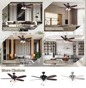 52 inch 5 Blades Đèn chùm trang trí quạt trần ánh sáng bóng đèn kéo chuỗi điều khiển Trần gắn trần <span class=keywords><strong>fan</strong></span> hâm mộ ánh sáng - Product Image 6
