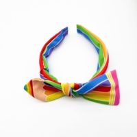 Mignon personnalisé arc-en-ciel bandes motif impression crayon cheveux arcs avec pince pour les filles retour à l'école cheveux accessoires