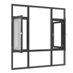 Aluminum #55 Grey 2.0mm Thermal Break 6mm +12A+6mm InsulationDouble Tempered Glass Casement Window - Product Image 1