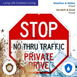 Private <span class=keywords><strong>Drive</strong></span> <span class=keywords><strong>Sign</strong></span> - No Thru Traffic Warning-Aluminio a prueba de herrumbre de 12x12 pulgadas-Resistente a la intemperie para entradas comerciales - Product Image 5
