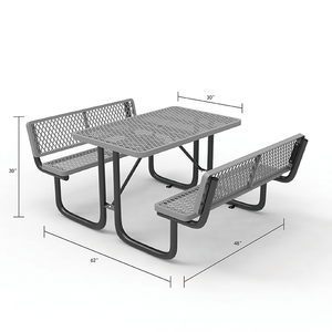 Tavolo da Picnic Rettangolare OEM 48\" per <span class=keywords><strong>Ristorante</strong></span>/Campeggio, Grigio con Schienale, in Metallo Espanso - Product Image 3